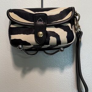 Dooney & Bourke Black and Cream Zebra Print Clutch